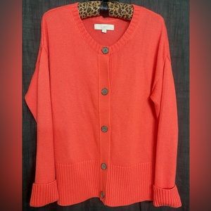 LOFT Salmon Cardigan With Buttons L